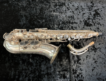 Photo Early Vintage H.N. White King Zephyr Alto Sax in Original Silver Plate, Serial #179884