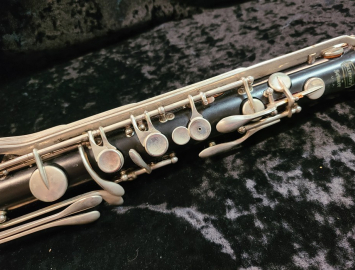 Photo Bundy I Bass Clarinet with Nickel Keys and a Charles Bay Improved Angle Neck #24581 - As-is Bargain