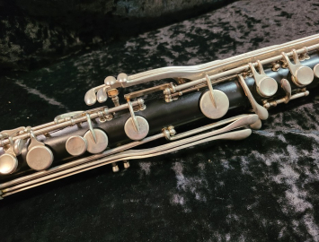 Photo Bundy I Bass Clarinet with Nickel Keys and a Charles Bay Improved Angle Neck #24581 - As-is Bargain