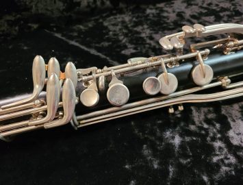 Photo Bundy I Bass Clarinet with Nickel Keys and a Charles Bay Improved Angle Neck #24581 - As-is Bargain